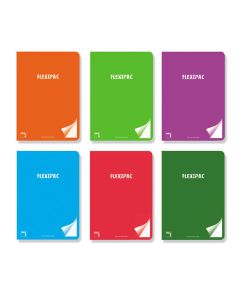LIBRETA GRAPAS PACSA POLIPROPILENO FLEXIPAC A5+ 90G 48H PAUTA 3,5 SURTIDA PAQUETE 6UD