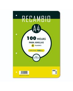 RECAMBIO BLOC PACSA 4 TALADROS A4 100G 100H 4X4