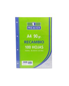 RECAMBIO BLOC PREMIER 4 TALADROS A4 90G 100H MILIMETRADO