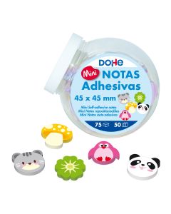 BLOC NOTAS ADHESIVAS DOHE PVC MINI IMPRESAS 45X45MM 50H BOTE 75UD