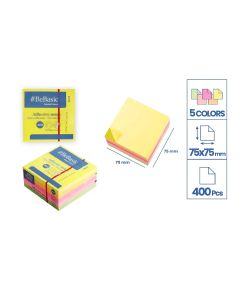 CUBO NOTAS ADHESIVAS MP 5 COLORES 75X75 400H