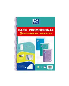BLOC OXFORD TAPA DURA TOUCH A4+ 90G 80H 5X5 COLORES PASTEL PACK 3UD