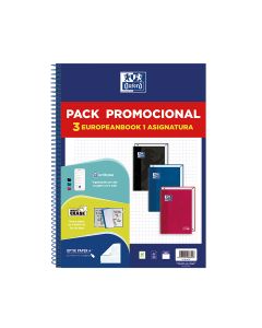 BLOC OXFORD TAPA DURA CLASSIC A4+ 90G 80H 5X5 COLORES VIVOX PACK 3UD