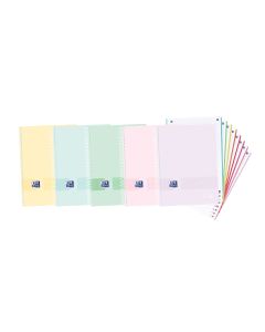 BLOC OXFORD POLIPROPILENO LIVE&GO A4+ 90G 160H 5X5 COLORES PASTEL