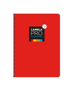 BLOC LAMELA TAPA DURA ESPIRAL PRO MULTIASIGNATURA FOLIO 90G 100H 3MM ROJO PAQUETE 5UD