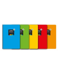 BLOC LAMELA TAPA DURA ESPIRAL PRO MULTIASIGNATURA FOLIO 90G 100H 3MM SURTIDO PAQUETE 5UD