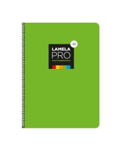 BLOC LAMELA TAPA DURA ESPIRAL PRO MULTIASIGNATURA FOLIO 90G 100H 4MM VERDE PAQUETE 5UD