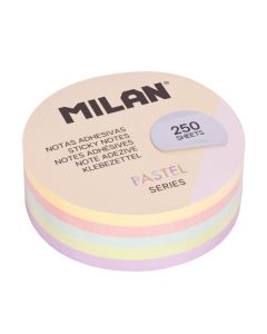 CUBO NOTAS ADHESIVAS MILAN REDONDAS 67MM 5 COLORES PASTEL 250H
