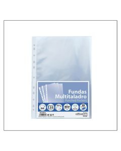 FUNDA MULTITALADRO OFFICE BOX POLIPROPILENO CRISTAL A4 BOLSA 10UD