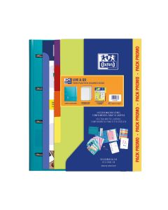 CARPEBLOC OXFORD 4 ANILLAS 35MM POLYFOAM LIVE&GO CON GOMA A4+ 90G 100H 5X5 COLORES VIVOS