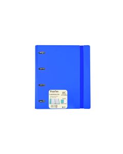 CARPEBLOC PRAXTON 4 ANILLAS 35MM POLIPROPILENO 360º CON GOMA A4 90G 100H AZUL