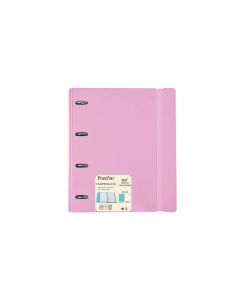 CARPEBLOC PRAXTON 4 ANILLAS 35MM POLIPROPILENO 360º CON GOMA A4 90G 100H ROSA
