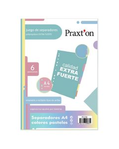 SEPARADORES MULTITALADRO PRAXTON POLIPROPILENO EXTRA FUERTES 6 PESTAÑAS A4