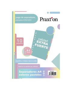 SEPARADORES MULTITALADRO PRAXTON POLIPROPILENO EXTRA FUERTES 10 PESTAÑAS A4