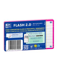 FLASHCARDS 2.0 OXFORD 75X125 HORIZONTAL FUCSIA PAQUETE 30UD