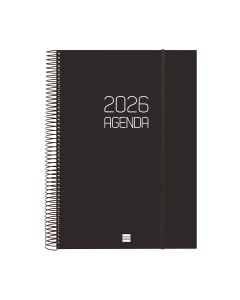 AGENDA FINOCAM POLIPROPILENO ESPIRAL OPAQUE NEGRA CON GOMA 297X210MM DIA PAGINA E40