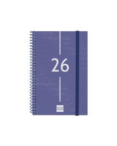 AGENDA FINOCAM POLIPROPILENO ESPIRAL YEAR AZUL CON GOMA 181X117MM SEMANA VISTA E5