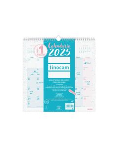 CALENDARIO PARED FINOCAM ESPIRAL ESCRIBIR CHIC 300X300MM MES VISTA TURQUESA