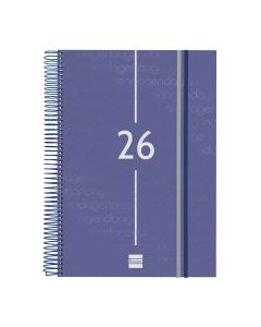 AGENDA FINOCAM POLIPROPILENO ESPIRAL YEAR AZUL CON GOMA 297X210MM DIA PAGINA E40