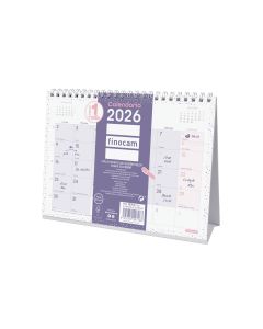CALENDARIO SOBREMESA FINOCAM ESPIRAL ESCRIBIR CHIC 150X210MM MES VISTA MORADO S