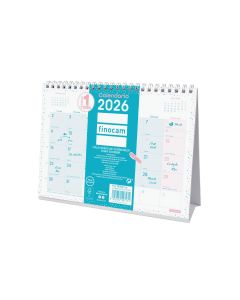 CALENDARIO SOBREMESA FINOCAM ESPIRAL ESCRIBIR CHIC 150X210MM MES VISTA TURQUESA S