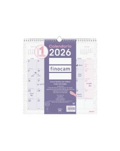 CALENDARIO PARED FINOCAM ESPIRAL ESCRIBIR CHIC 300X300MM MES VISTA MORADO