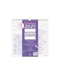 CALENDARIO PARED FINOCAM ESPIRAL ESCRIBIR CHIC 300X300MM MES VISTA MORADO