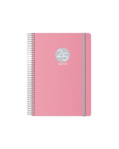 AGENDA DOHE POLIPROPILENO ESPIRAL MEMPHIS CON GOMA 21X15CM DIA PAGINA ROSA