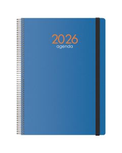 AGENDA DOHE POLIPROPILENO ESPIRAL SYNCRO AZUL CON GOMA 29X21CM DIA PAGINA
