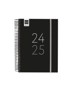 AGENDA ESCOLAR FINOCAM POLIPROPILENO ESPIRAL SECUNDARIA NEGRA CON GOMA 212X155 DIA PAGINA