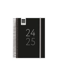 AGENDA ESCOLAR FINOCAM POLIPROPILENO ESPIRAL SECUNDARIA NEGRA CON GOMA 164X120 DIA PAGINA