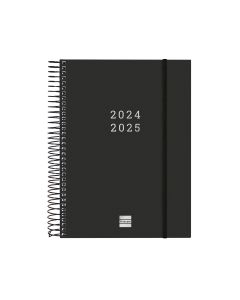 AGENDA 18 MESES FINOCAM POLIPROPILENO ESPIRAL NEGRA CON GOMA 212X155 2 DIAS PAGINAS E10