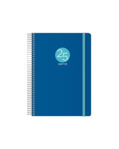 AGENDA DOHE POLIPROPILENO ESPIRAL MEMPHIS CON GOMA 21X15CM DIA PAGINA AZUL