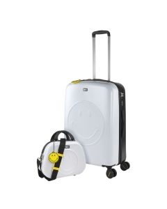 TROLLEY SMILEY 61CM + NECESER ABS/PC BLANCO-NEGRO