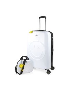 TROLLEY SMILEY 71CM + NECESER ABS/PC BLANCO-NEGRO