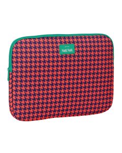 FUNDA PC SAFTA NAIT NAIT PATA DE GALLO CORAL 25X34CM