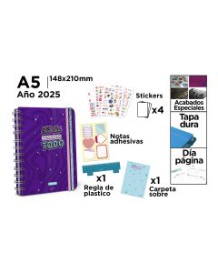 AGENDA CERVANTES TAPA DURA ESPIRAL PREMIUM PB25-30-5 CON GOMA A5 DIA PAGINA