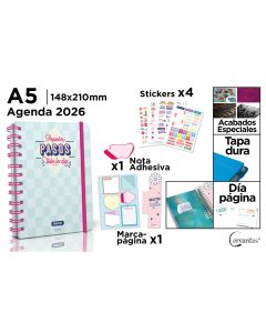 AGENDA CERVANTES TAPA DURA ESPIRAL PREMIUM PB26-30-6 CON GOMA A5 DIA PAGINA