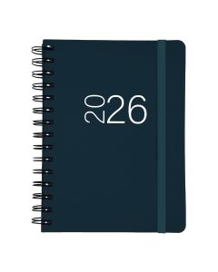 AGENDA PRAXTON POLIPROPILENO ESPIRAL PULSE AZUL CON GOMA CUARTO DIA PAGINA