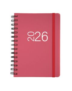 AGENDA PRAXTON POLIPROPILENO ESPIRAL PULSE ROJA CON GOMA CUARTO DIA PAGINA
