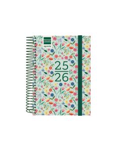 AGENDA ESCOLAR FINOCAM POLIPROPILENO ESPIRAL SECUNDARIA FIORI CON GOMA 164X120 DIA PAGINA