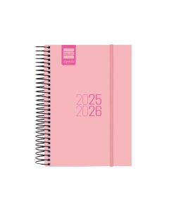 AGENDA ESCOLAR FINOCAM POLIPROPILENO ESPIRAL ESPIR LABEL ROSA CON GOMA 171X120 DIA PAGINA E8