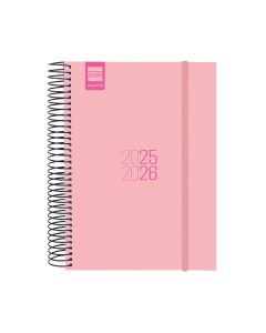 AGENDA ESCOLAR FINOCAM POLIPROPILENO ESPIRAL ESPIR LABEL ROSA CON GOMA 212X155 DIA PAGINA E10