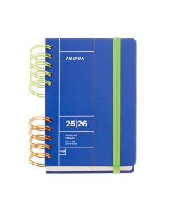 AGENDA ESCOLAR MIQUELRIUS TAPA DURA ESPIRAL ACTIVA BACK TO BASICS AZUL CON GOMA 178X126 DIA PAGINA
