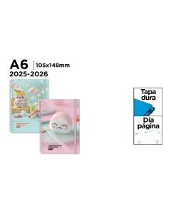 AGENDA ESCOLAR MP TAPA DURA ESPIRAL SUSHI CON GOMA A6 DIA PAGINA