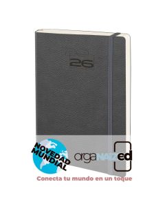 AGENDA BOOST FLEXIBLE LORETO GRIS CON GOMA 24X17CM DIA PAGINA E11