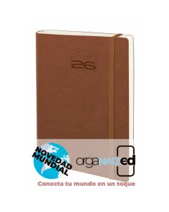 AGENDA BOOST FLEXIBLE LORETO MARRON CON GOMA 24X17CM DIA PAGINA E11