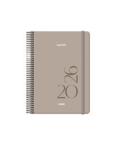 AGENDA DOHE TAPA DURA ESPIRAL MONTANA BEIGE CON GOMA 20X14CM DIA PAGINA