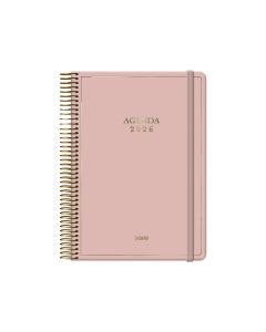 AGENDA DOHE TAPA DURA ESPIRAL VELVET ROSA CON GOMA 20X14CM DIA PAGINA