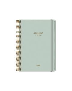AGENDA DOHE TAPA DURA ESPIRAL VELVET VERDE CON GOMA 20X14CM DIA PAGINA